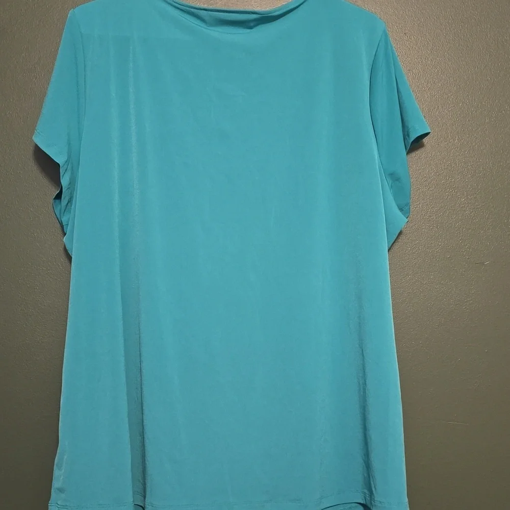 Lane Bryant Teal V-neck Blouse - Picture 4 of 5